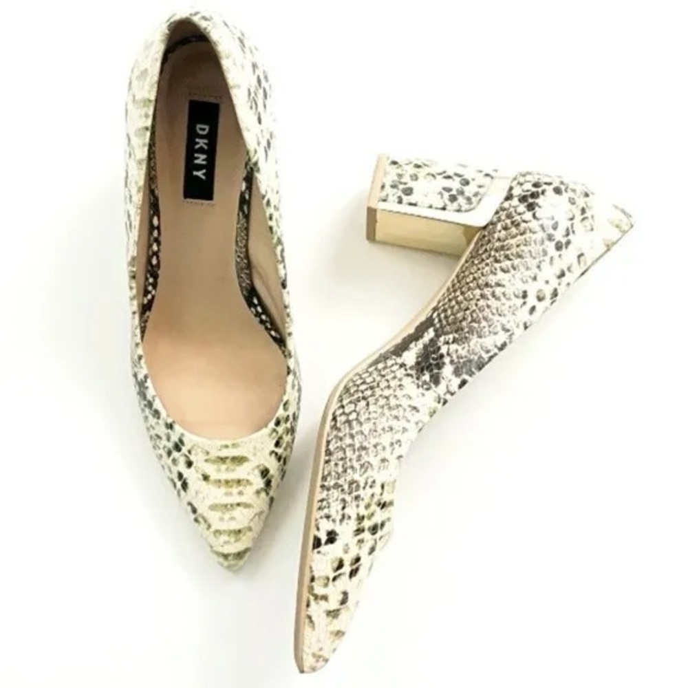 DKNY Snakeskin Heels - Cream and Black